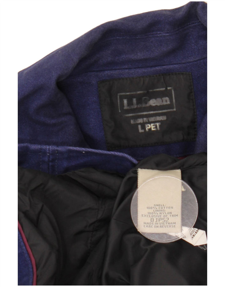 L.L.Bean Womens Petite Denim 5 Button Blazer Jacket UK 16 Large Navy Blue