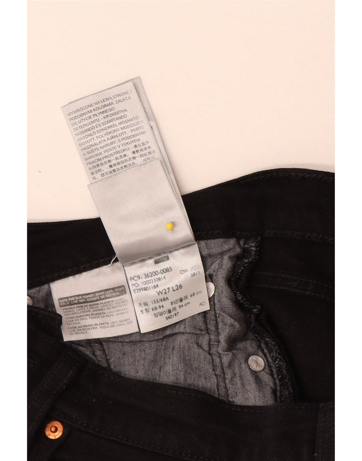 Levi's Womens 501 Straight Jeans W27 L26 Black Cotton