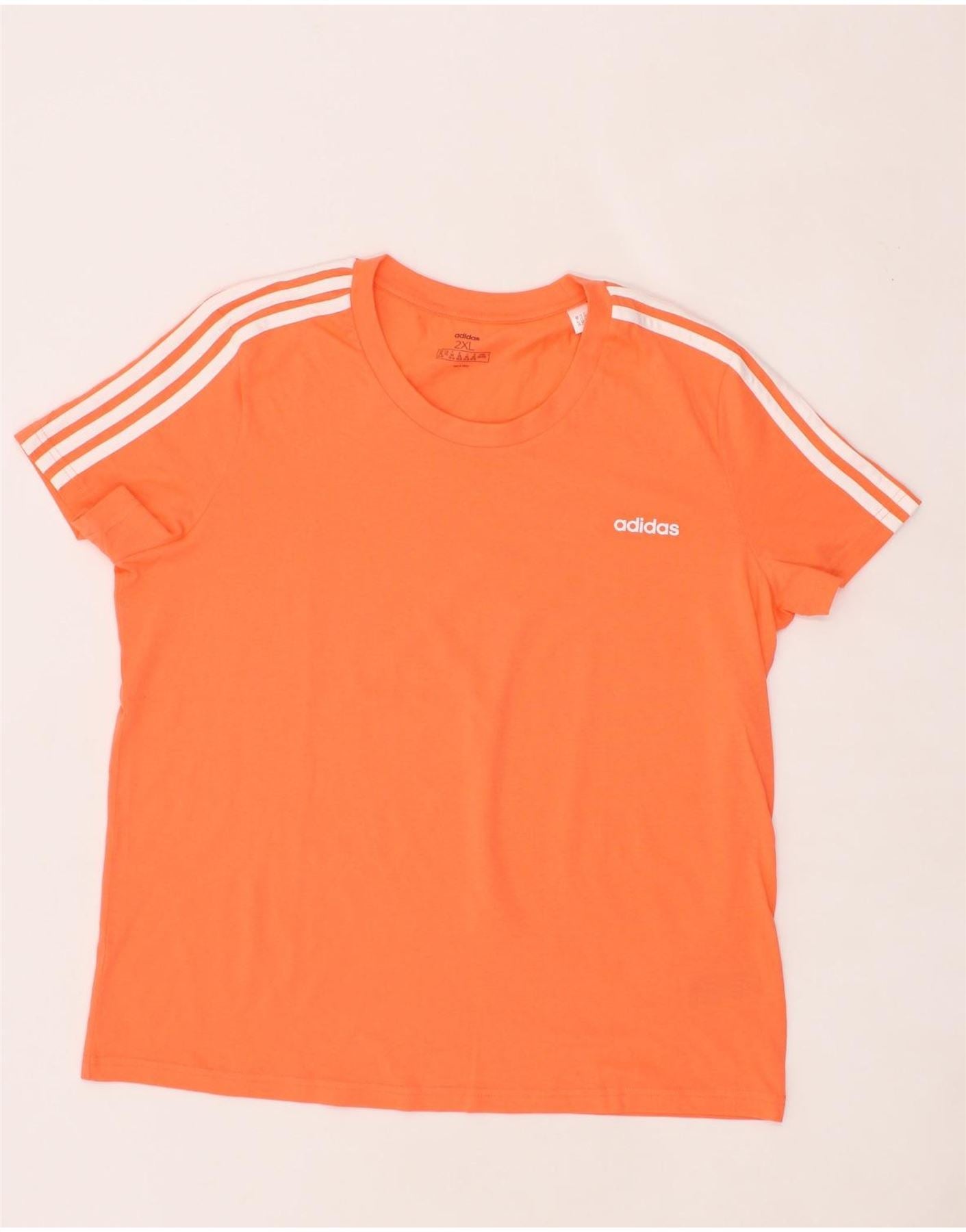 ADIDAS T Shirt Donna Top UK 24 26 2XL Arancione Cotone