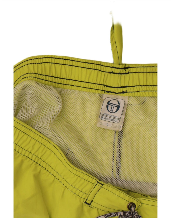 Sergio Tacchini Mens Graphic Swimming Shorts Large  Green Striped Polyester