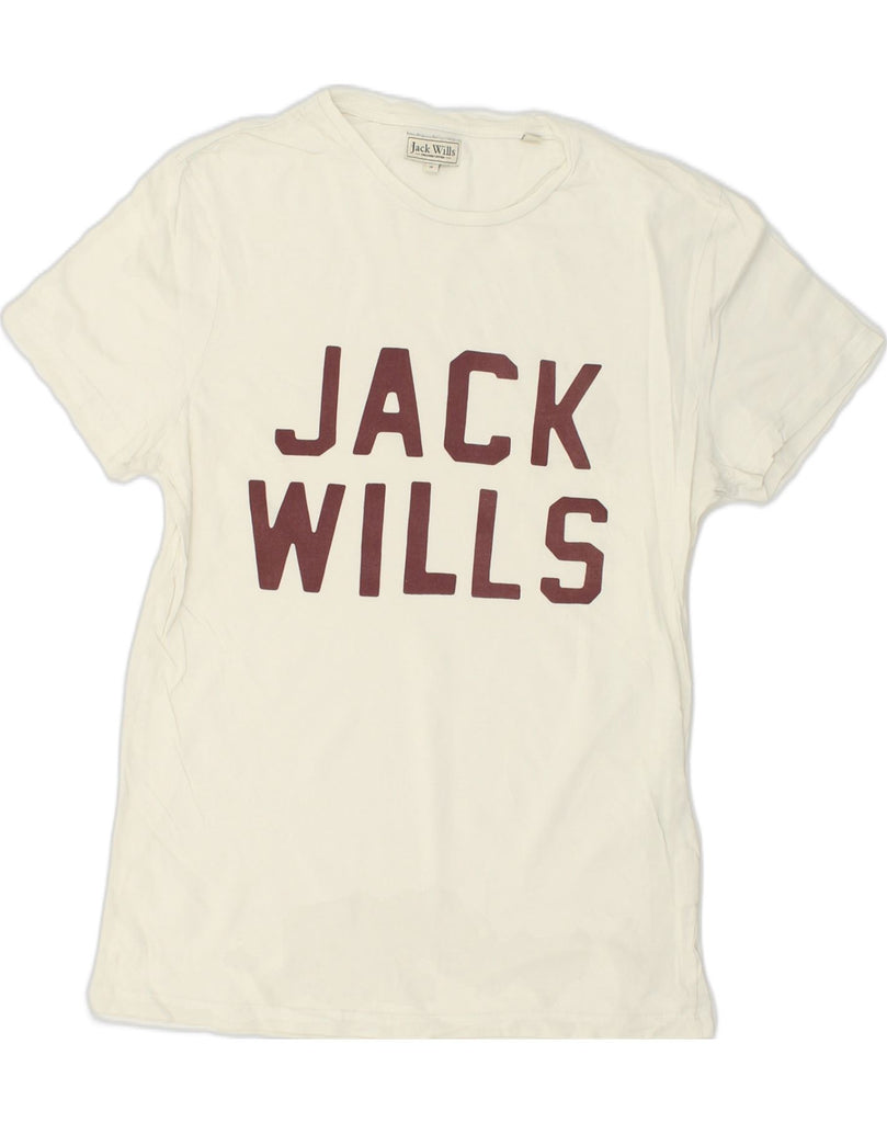 JACK WILLS Mens Graphic T-Shirt Top Small Off White Cotton | Vintage Jack Wills | Thrift | Second-Hand Jack Wills | Used Clothing | Messina Hembry 