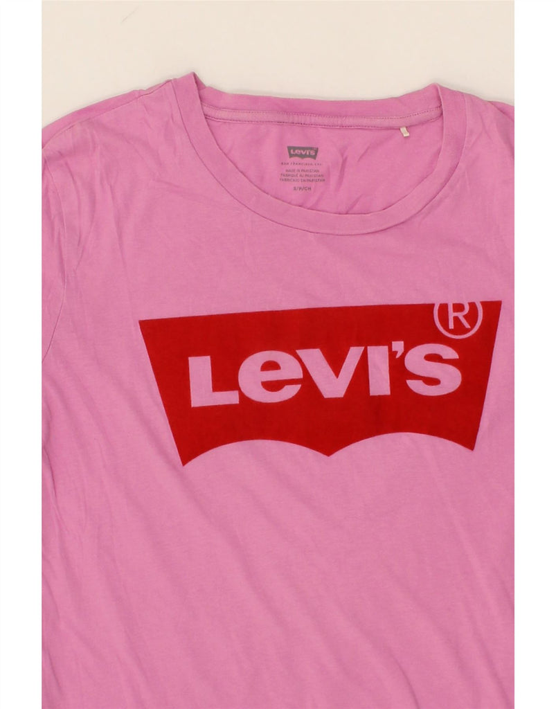 LEVI'S Womens Graphic T-Shirt Top UK 10 Small Pink Vintage Levi's and Second-Hand Levi's from Messina Hembry 