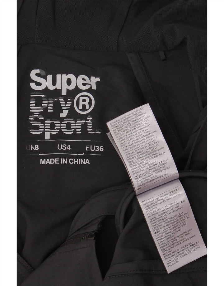 Superdry Womens Hooded Windbreaker Jacket UK 8 Small Black Polyester