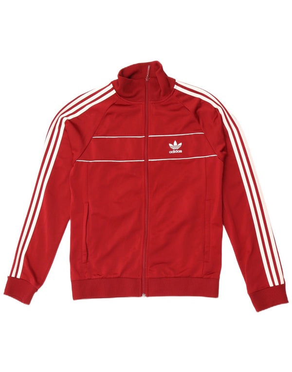 Adidas Mens Tracksuit Top Jacket Small Burgundy Polyester