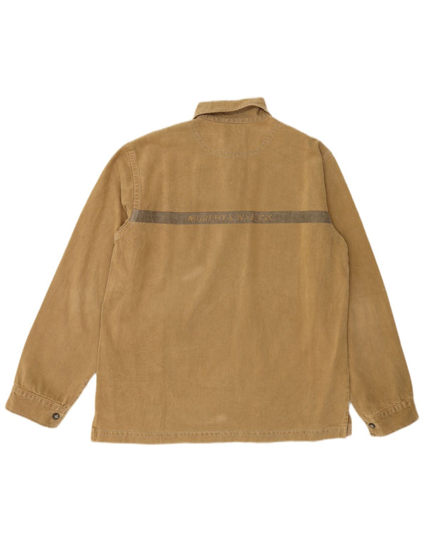 Murphy & Nye Mens Graphic Long Sleeve Rugby Polo Shirt XL Khaki Cotton