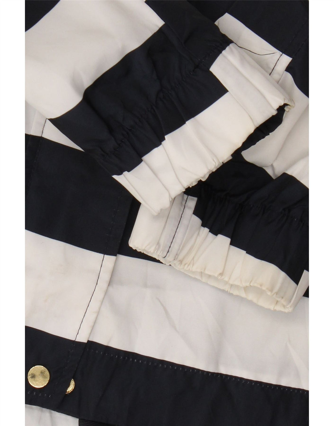 Zara Womens Hooded Rain Jacket UK 14 Medium Navy Blue Striped Polyester