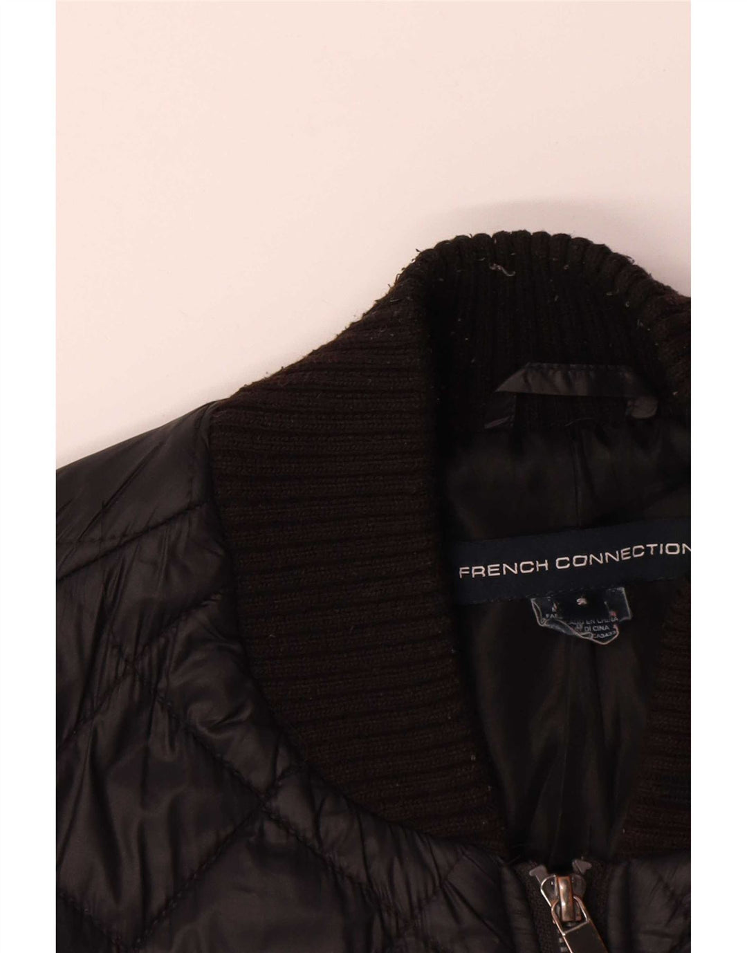 French Connection Womens Quilted Jacket UK 14 Medium Black Polyester