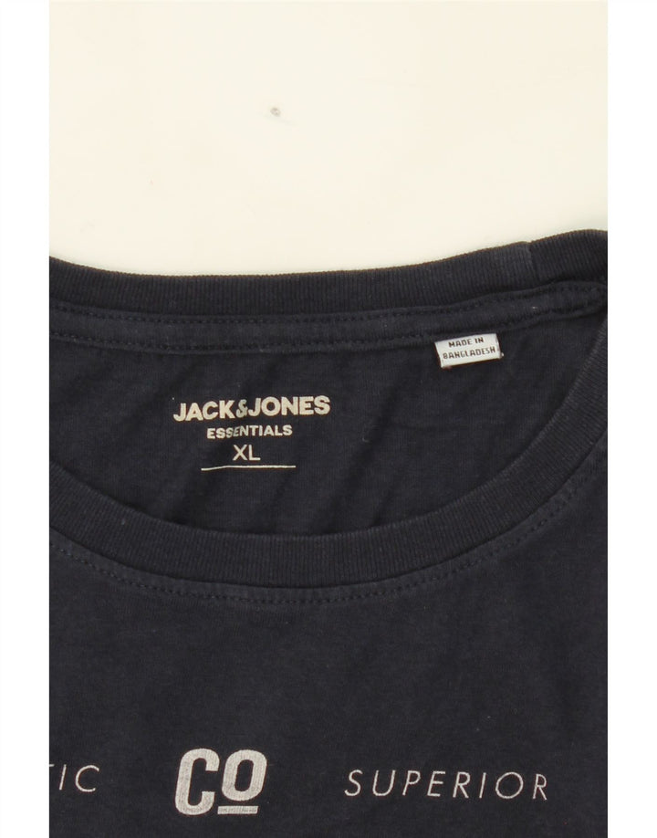 JACK & JONES Mens Graphic T-Shirt Top XL Navy Blue Vintage Jack & Jones and Second-Hand Jack & Jones from Messina Hembry 