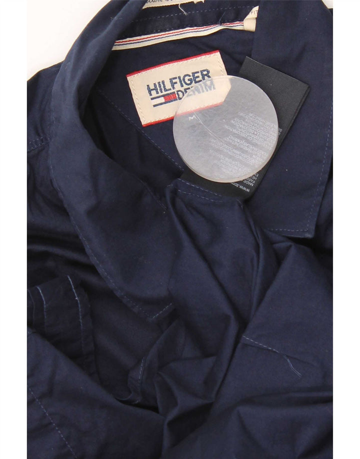 Tommy Hilfiger Mens Short Sleeve Shirt Medium Navy Blue Cotton