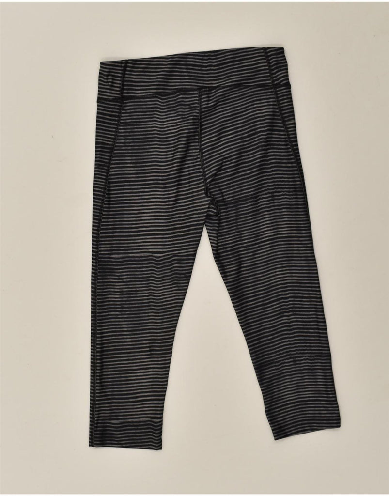 UNDER ARMOUR Womens Capri Leggings UK 14 Medium Grey Striped Polyester | Vintage Under Armour | Thrift | Second-Hand Under Armour | Used Clothing | Messina Hembry 