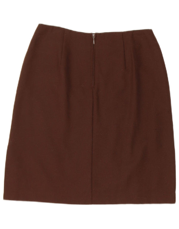 Benetton Womens Pencil Skirt IT 42 Medium W26 Brown Virgin Wool