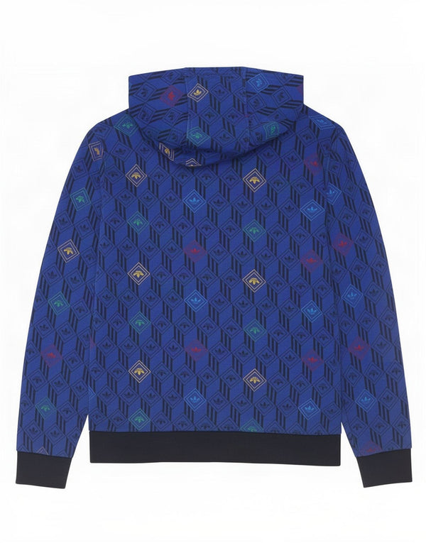 Adidas Boys Graphic Hoodie Jumper 11-12 Years Blue Geometric Cotton