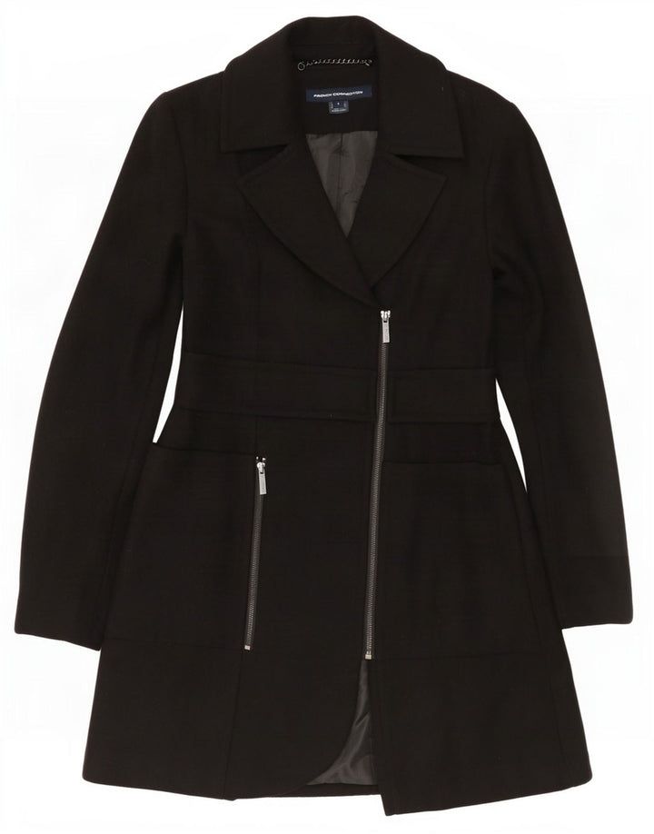 French Connection Womens Overcoat UK 10 Small Black Wool