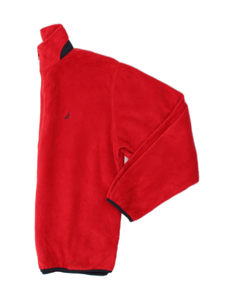 NAUTICA Mens Zip Neck Fleece Jumper Medium Red Polyester | Vintage Nautica | Thrift | Second-Hand Nautica | Used Clothing | Messina Hembry 