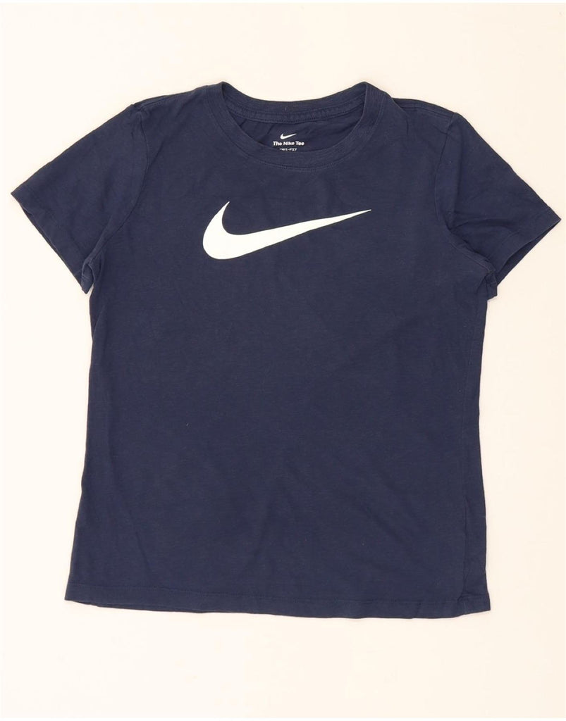 NIKE Womens Dri Fit Graphic T-Shirt Top UK 10 Small Navy Blue Cotton Vintage Nike and Second-Hand Nike from Messina Hembry 