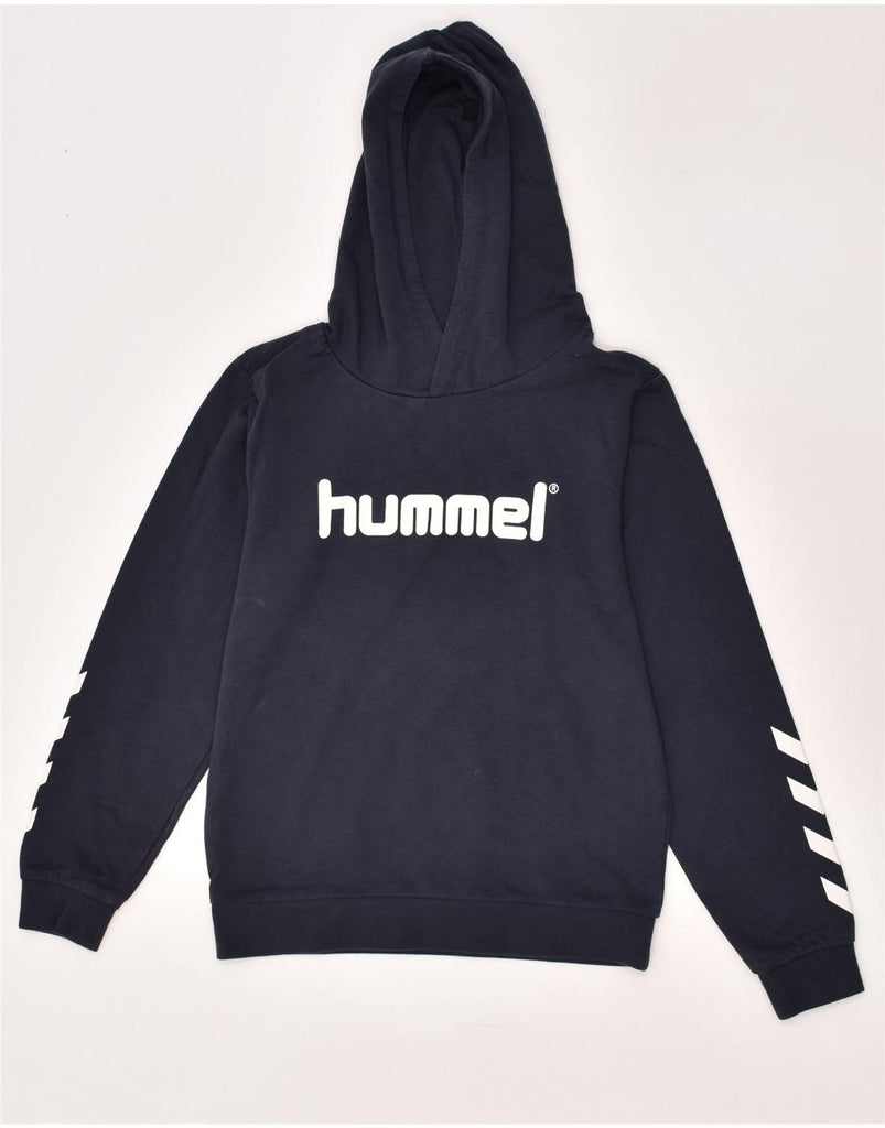 HUMMEL Boys Graphic Hoodie Jumper 11-12 Years Navy Blue Cotton | Vintage Hummel | Thrift | Second-Hand Hummel | Used Clothing | Messina Hembry 