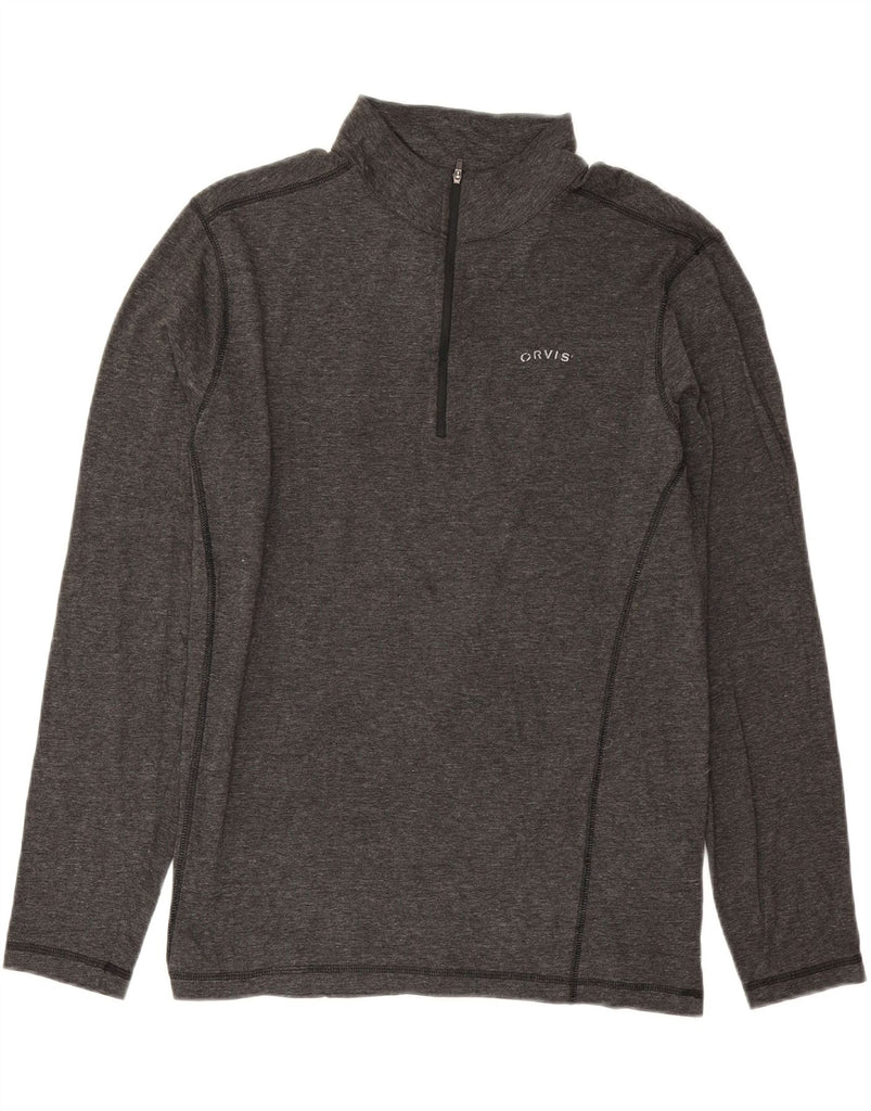 ORVIS Mens Zip Neck Pullover Tracksuit Top Large Grey Cotton Vintage Orvis and Second-Hand Orvis from Messina Hembry 
