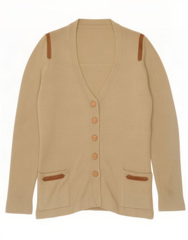 Vintage Womens Cardigan Sweater UK 10 Small Beige