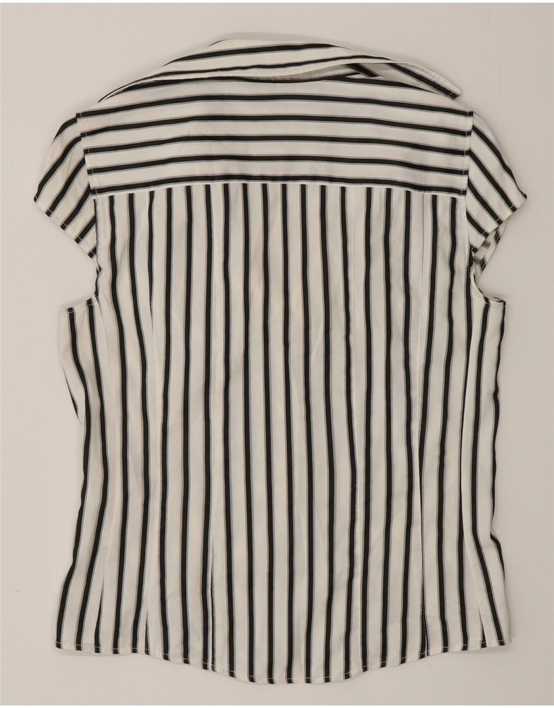 Zara Womens Short Sleeve Shirt Blouse UK 12 Medium White Striped