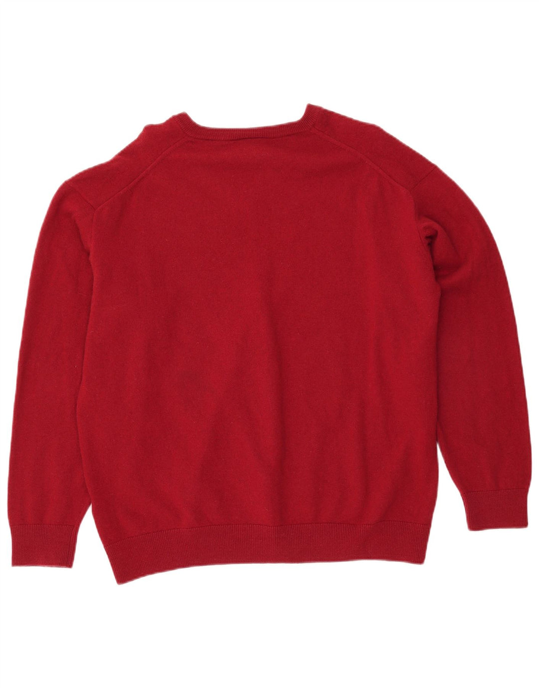 LACOSTE Mens V-Neck Jumper Sweater Size 8 3XL Red Wool