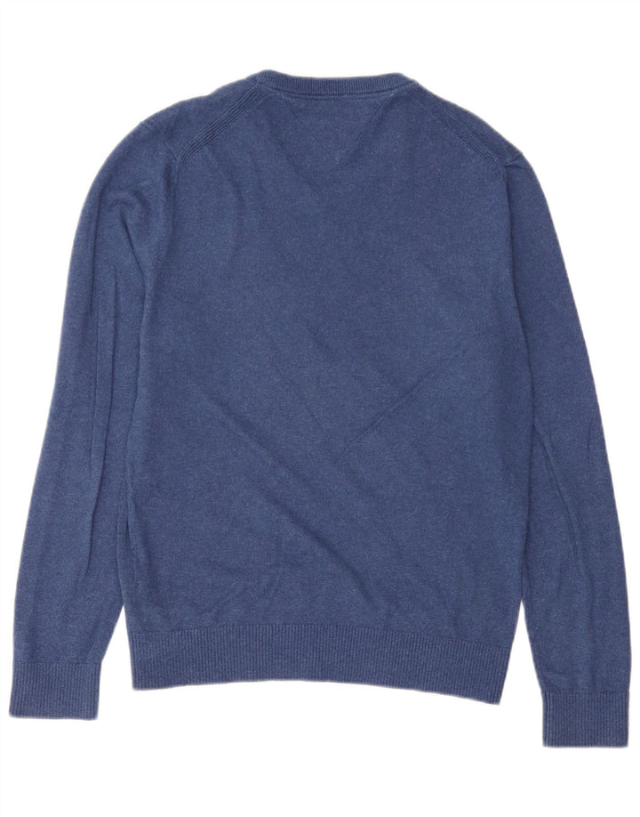 Tommy Hilfiger Mens V-Neck Jumper Sweater Medium Blue Cotton
