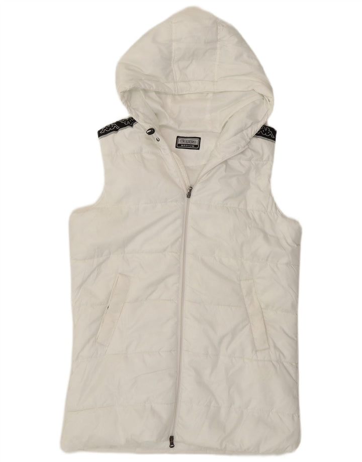 Kappa Womens Hooded Longline Padded Gilet UK 12 Medium White Polyester