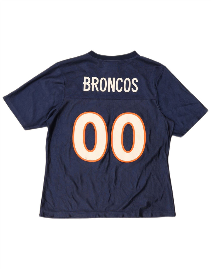 NFL Womens Broncos Graphic T-Shirt Top UK 10 Small Navy Blue Polyester
