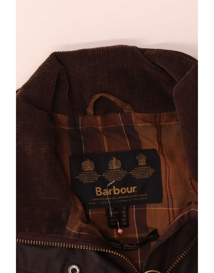 Barbour Womens Hooded Waxed Cotton Jacket UK 14 Large Brown