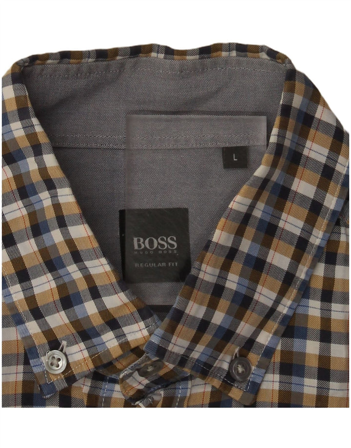 Hugo Boss Mens Regular Fit Shirt Large Multicoloured Check