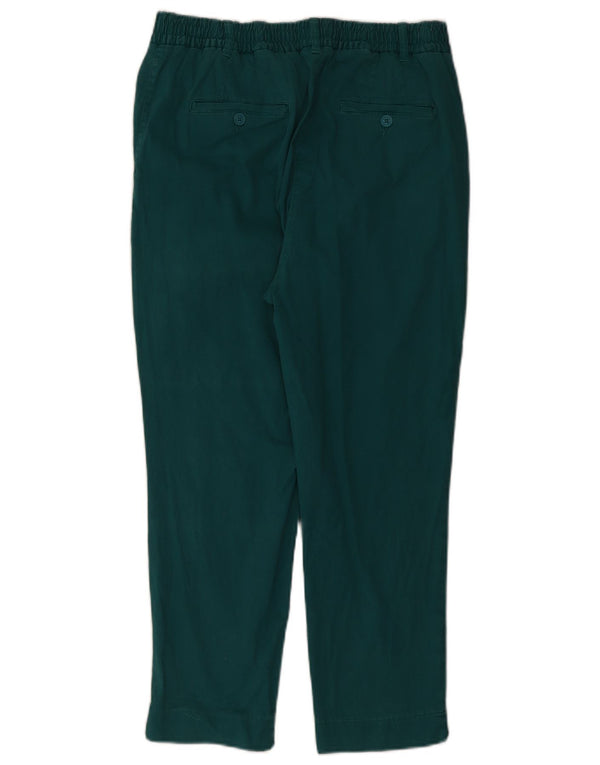 Benetton Womens Cropped Trousers UK 12 Medium W32 L25 Green Cotton