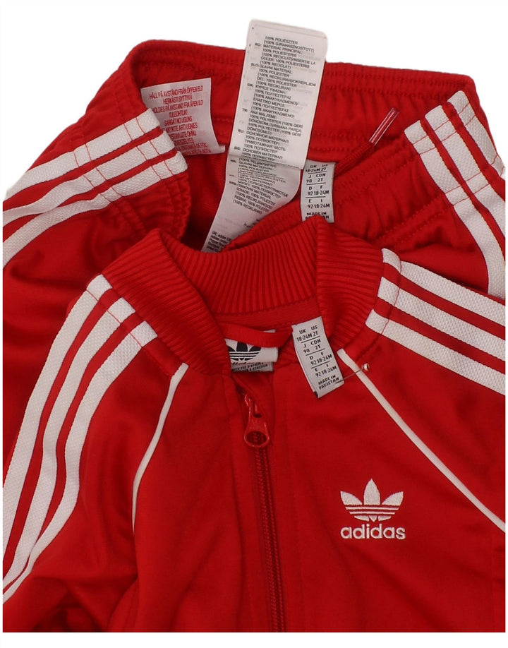 ADIDAS Baby Girls Tracksuit Trousers 18-24 Months  Red Polyester
