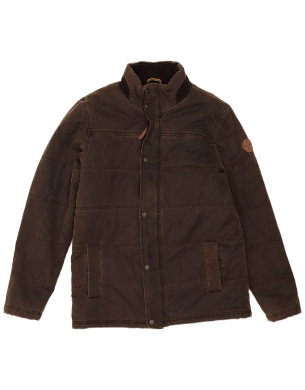 Weird Fish Mens Padded Jacket UK 38 Medium Brown Polyester