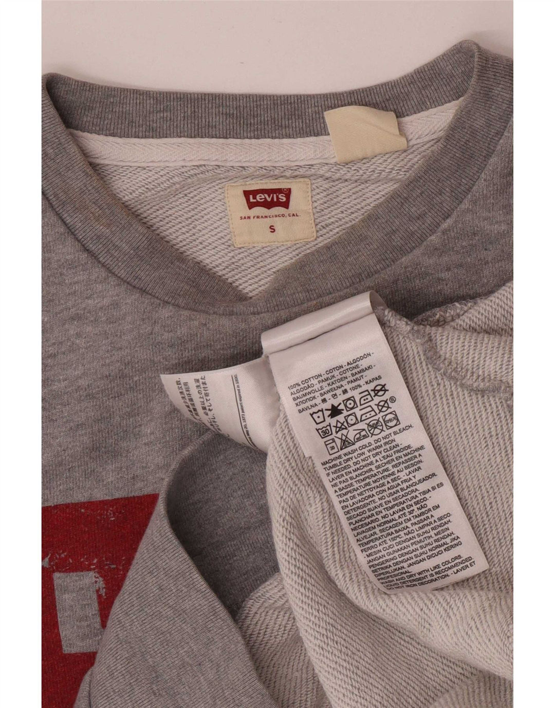 Levi's Mens Graphic Sweatshirt Jumper Small Grey Cotton