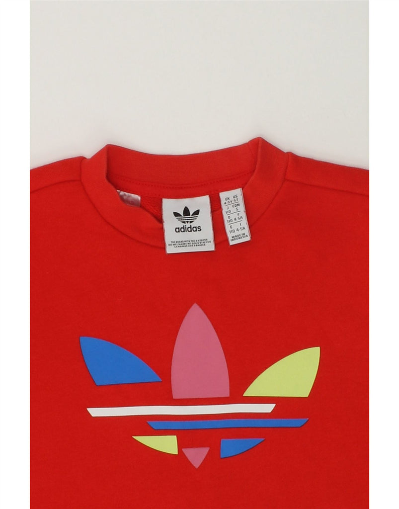 ADIDAS Girls Graphic Sweatshirt Jumper 4-5 Years Red Cotton | Vintage Adidas | Thrift | Second-Hand Adidas | Used Clothing | Messina Hembry 