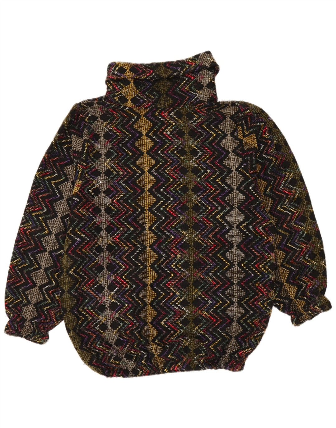 Vintage Womens Roll Neck Jumper Sweater UK 20 2XL Multicoloured Retro