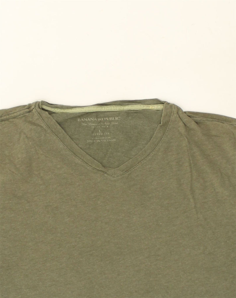 BANANA REPUBLIC Mens T-Shirt Top Large Khaki Cotton | Vintage Banana Republic | Thrift | Second-Hand Banana Republic | Used Clothing | Messina Hembry 