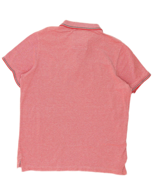 Superdry Mens Polo Shirt 2XL Pink Flecked Cotton