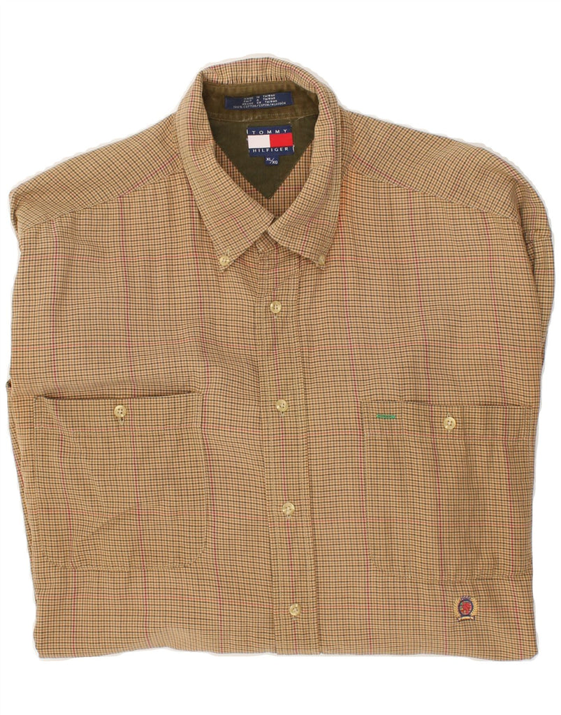 TOMMY HILFIGER Mens Shirt XL Brown Check Cotton | Vintage Tommy Hilfiger | Thrift | Second-Hand Tommy Hilfiger | Used Clothing | Messina Hembry 