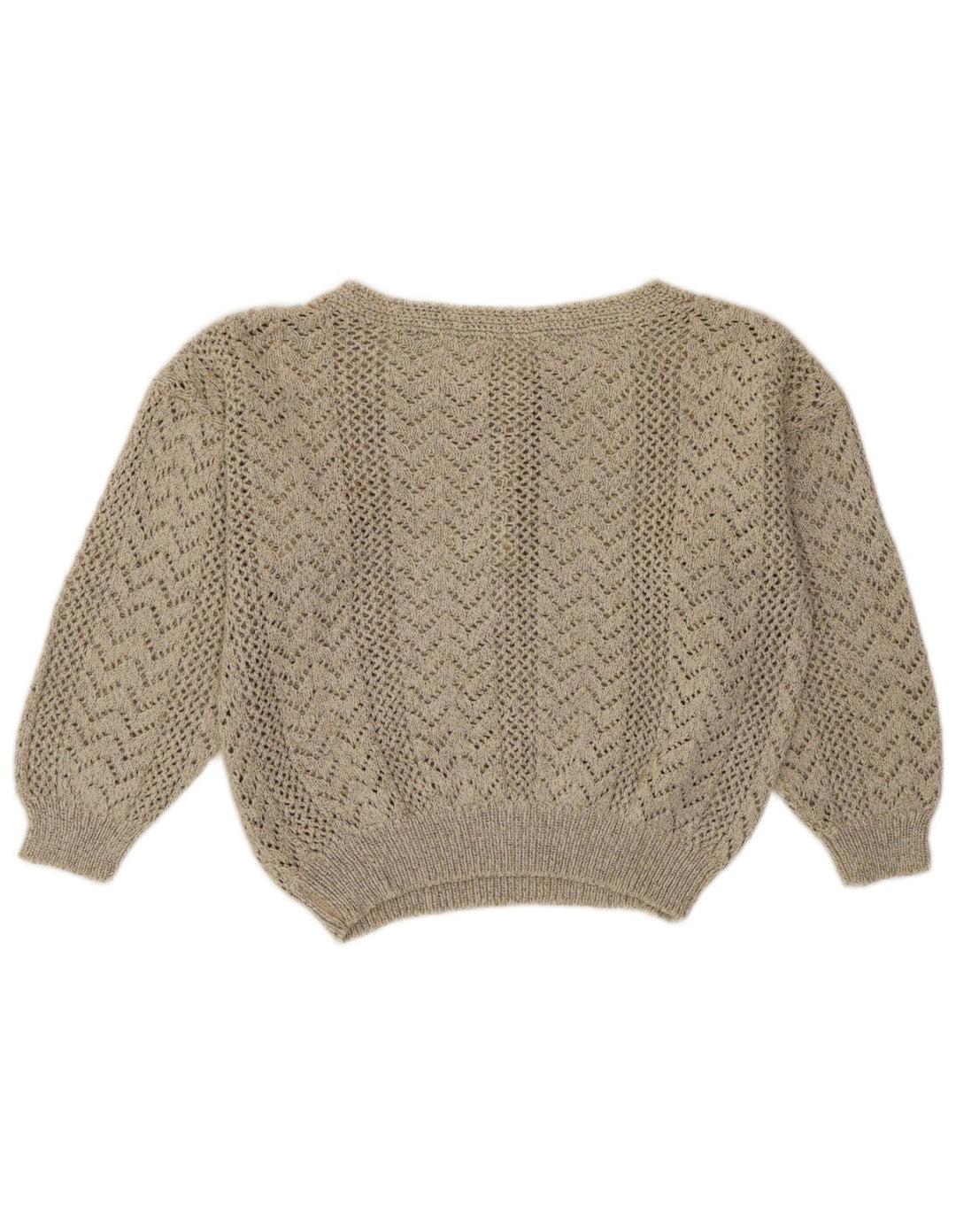 Vintage Womens Crop Boat Neck Jumper Sweater UK 12 Medium Grey