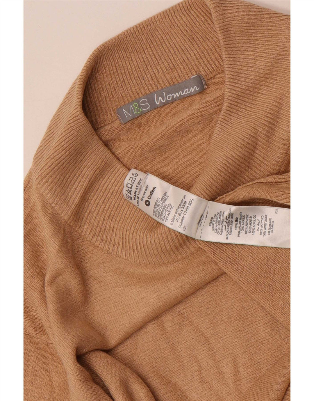 Marks & Spencer Womens Turtle Neck Jumper Sweater UK 16 Large Brown