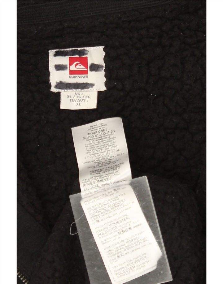QUIKSILVER Mens Graphic Zip Hoodie Sweater XL Black Cotton