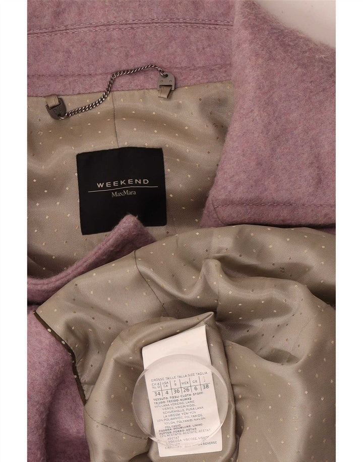 Max Mara Womens Weekend Oversized Trench Coat UK 6 XS Pink Virgin Wool