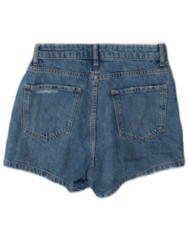 Zara Womens Distressed Denim Shorts XS W24 Blue Cotton