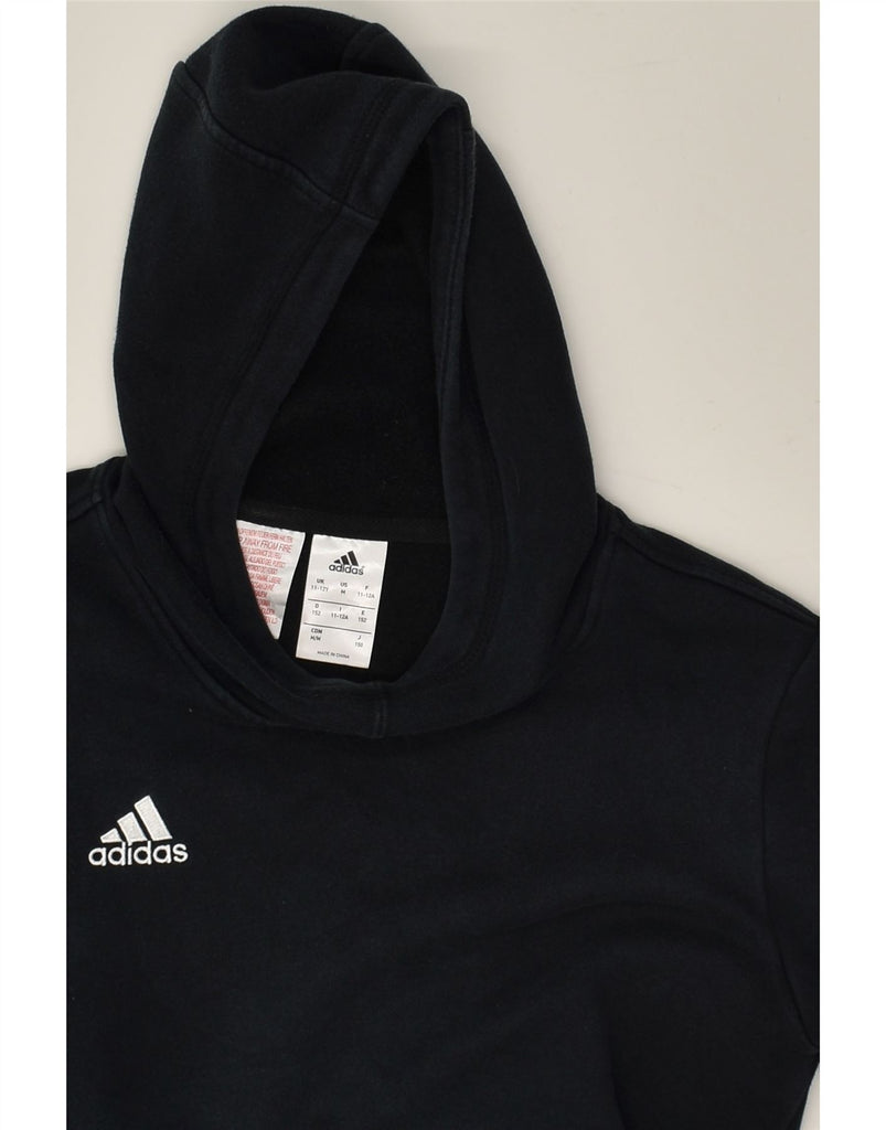 ADIDAS Boys Hoodie Jumper 11-12 Years Black Cotton | Vintage Adidas | Thrift | Second-Hand Adidas | Used Clothing | Messina Hembry 