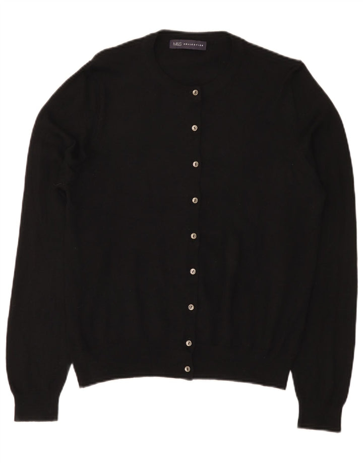 Marks & Spencer Womens Cardigan Sweater UK 14 Large Black Viscose