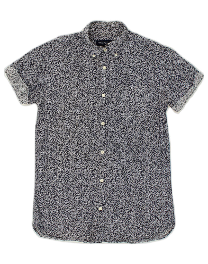 JACK & JONES Mens Short Sleeve Shirt Small Navy Blue Floral Cotton | Vintage Jack & Jones | Thrift | Second-Hand Jack & Jones | Used Clothing | Messina Hembry 