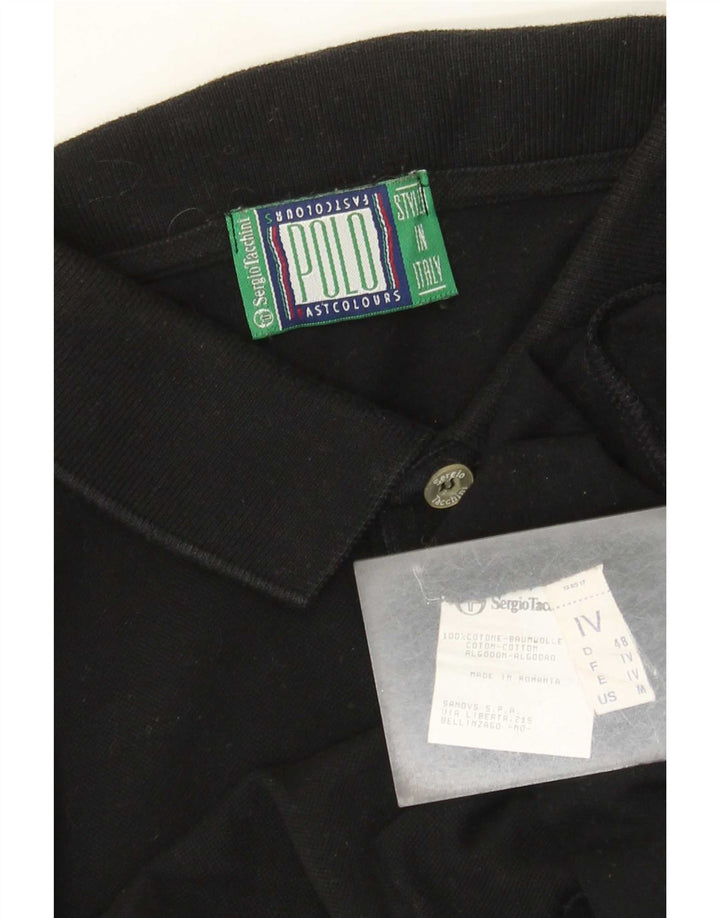 Sergio Tacchini Mens Polo Shirt IT 48 Medium Black Cotton