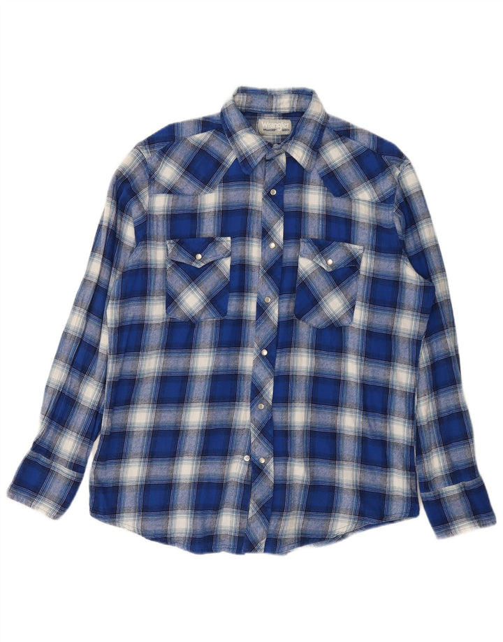 Wrangler Mens Flannel Shirt Large Blue Check