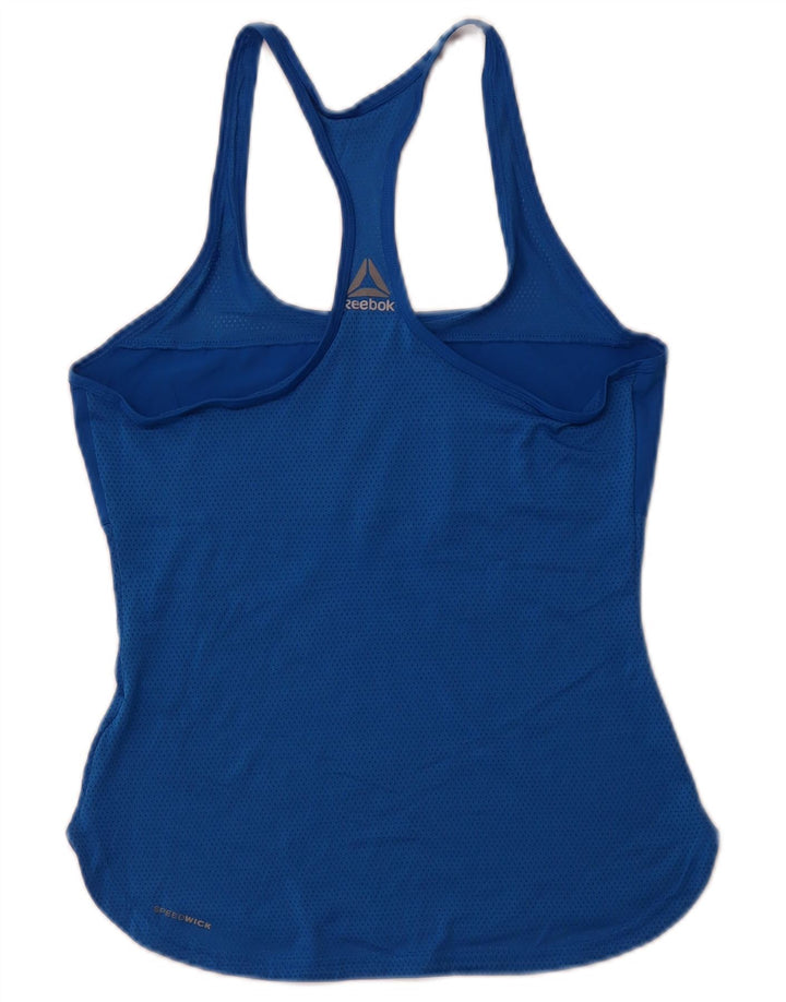 REEBOK Womens Graphic Vest Top UK 8/10 Small Blue Sports