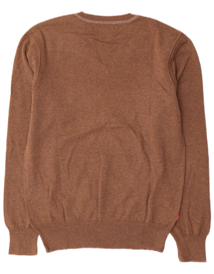 Levi's Mens V-Neck Jumper Sweater Medium Brown Cotton
